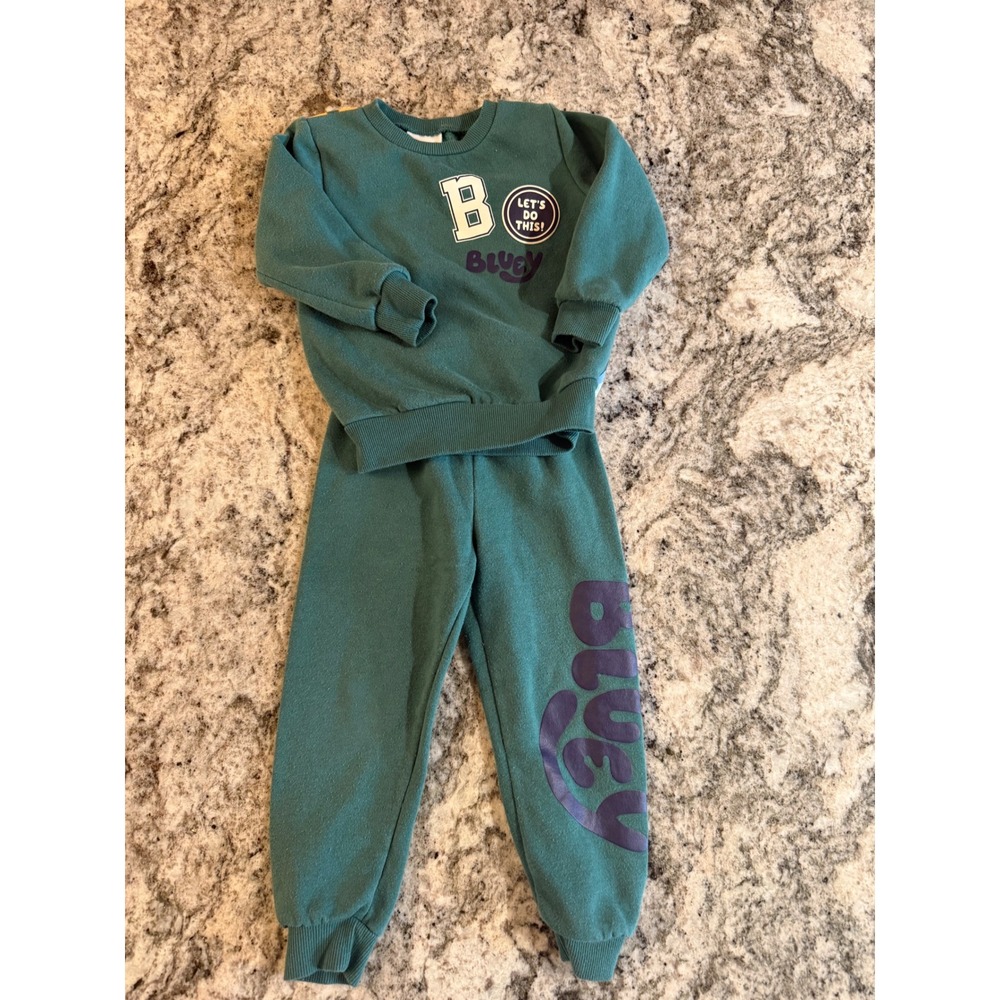 Bluey Kids Sweatshirt Jogger Pants Set Teal Blue 3T